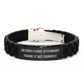 Flight Attendant Gifts from Friends - Funny Quote Glide lock Clasp Bracelet, Graduation Unique Gifts for Flight Attendant Retirees - Figure It Out Yourself. - Image 1